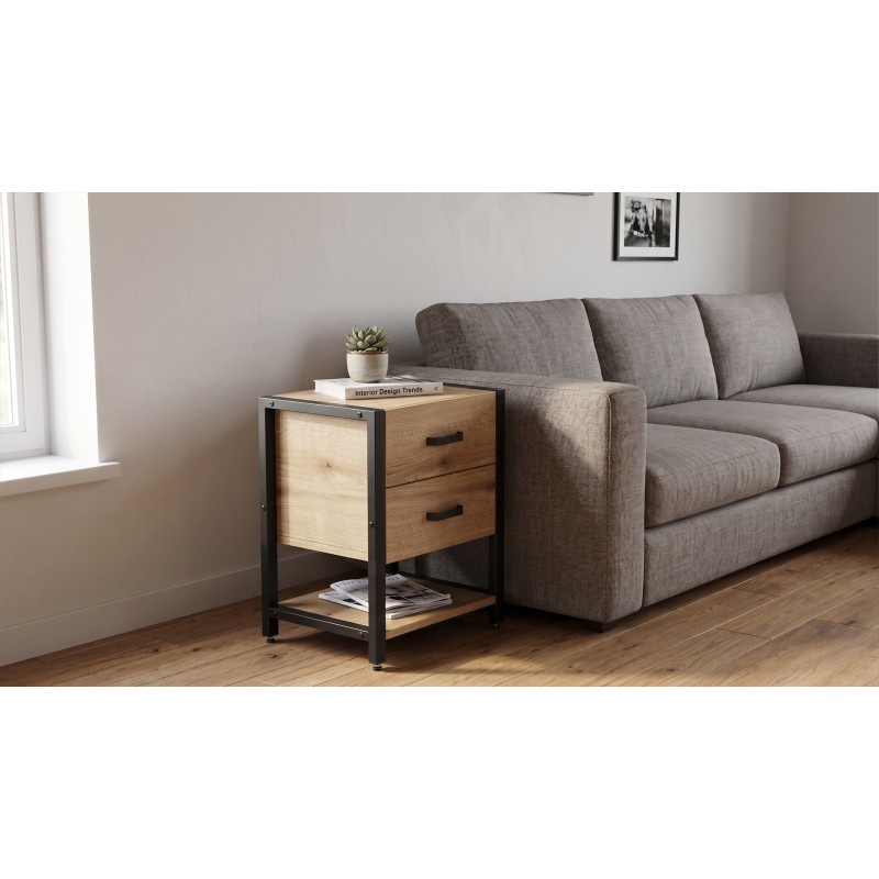 Тумба універсальна Ferrum-decor Вів'єн 2/1 50x41x40 чорний ДСП Дуб Евок Прибережний 16 мм (FRD-107790) - фото 