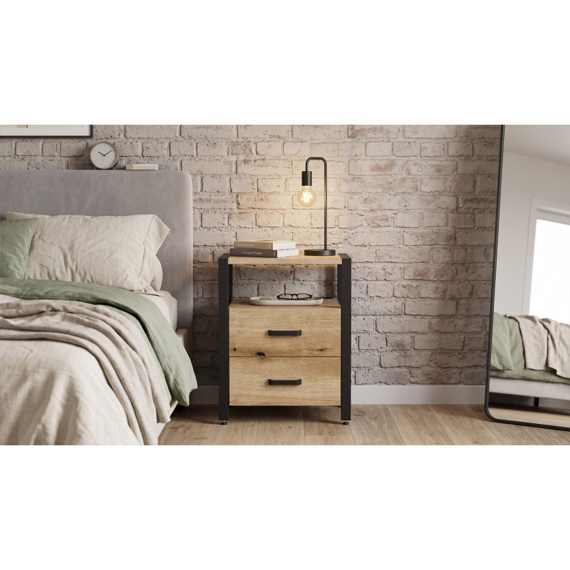 Тумба універсальна Ferrum-decor Вів'єн 2/2 50x41x40 чорний ДСП Дуб Евок Прибережний 16 мм (FRD-107760)