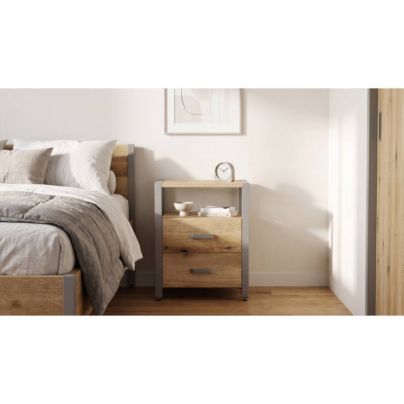 Тумба універсальна Ferrum-decor Вів'єн 2/2 50x41x40 сірий ДСП Дуб Евок Прибережний 16 мм (FRD-107770)