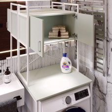 Стеллаж полка Бафрум 404 Ferrum-decor для стиральной машины 178x70,5x60,5 Белый металл Кашемир 16 мм (FRD-107611)