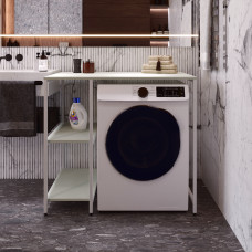 Стеллаж полка Бафрум 405 Ferrum-decor для стиральной машины 90x101x60,5 Белый металл ДСП Кашемир 16 мм (FRD-107621)