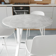Стол круглый MARSI 3 870-3 Ferrum-decor 750x870x870 Белый металл ДСП Бетон 16 мм (FRD-107431)