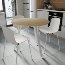 Стол круглый MARSI 3 870-3 Ferrum-decor 750x870x870 Белый металл ДСП Дуб Кремона Торро 16 мм (FRD-107521)