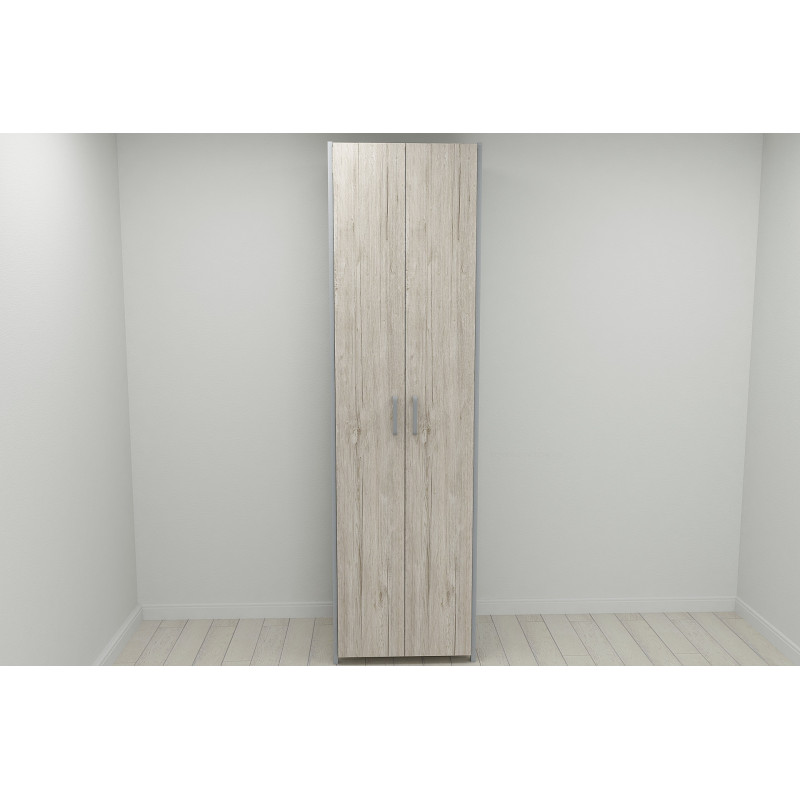 Шафа Гардероб Уні секція 6 серії Конект Ferrum-decor 220x60x50 см Сірий метал ДСП Дуб Сан-Марино 16 мм (FRD-106911)