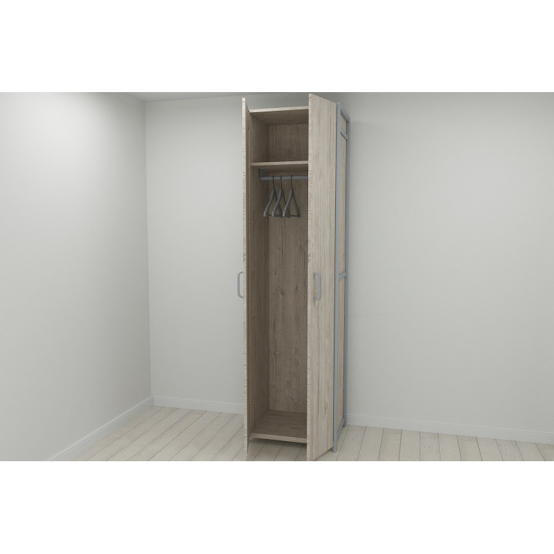 Шафа Гардероб Уні секція 6 серії Конект Ferrum-decor 220x60x50 см Сірий метал ДСП Дуб Сан-Марино 16 мм (FRD-106911)
