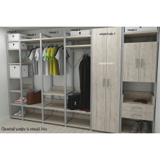 Шафа Гардероб Уні секція 6 серії Конект Ferrum-decor 220x60x50 см Сірий метал ДСП Дуб Сан-Марино 16 мм (FRD-106911)