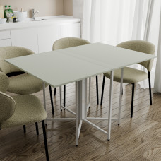 Стол раскладной трансформер книжка Морис 3 Ferrum-decor 75x130x90 Белый металл ДСП Кашемир 16 мм (FRD-107511)