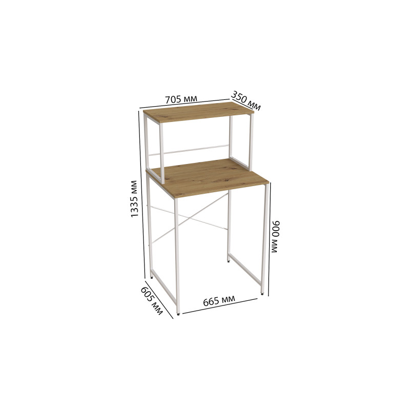 Стеллаж полка Бафрум 402 Ferrum-decor для стиральной машины 133,5x70,5x60,5 Белый металл ДСП Дуб Артизан 16 мм (FRD-107371)