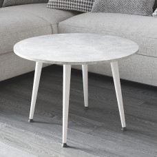 Стол журнальный круглый OPTIMA 2 ноги на конус Ferrum-decor 450x670x670 Белый металл ДСП Бетон 16 мм (FRD-107481)