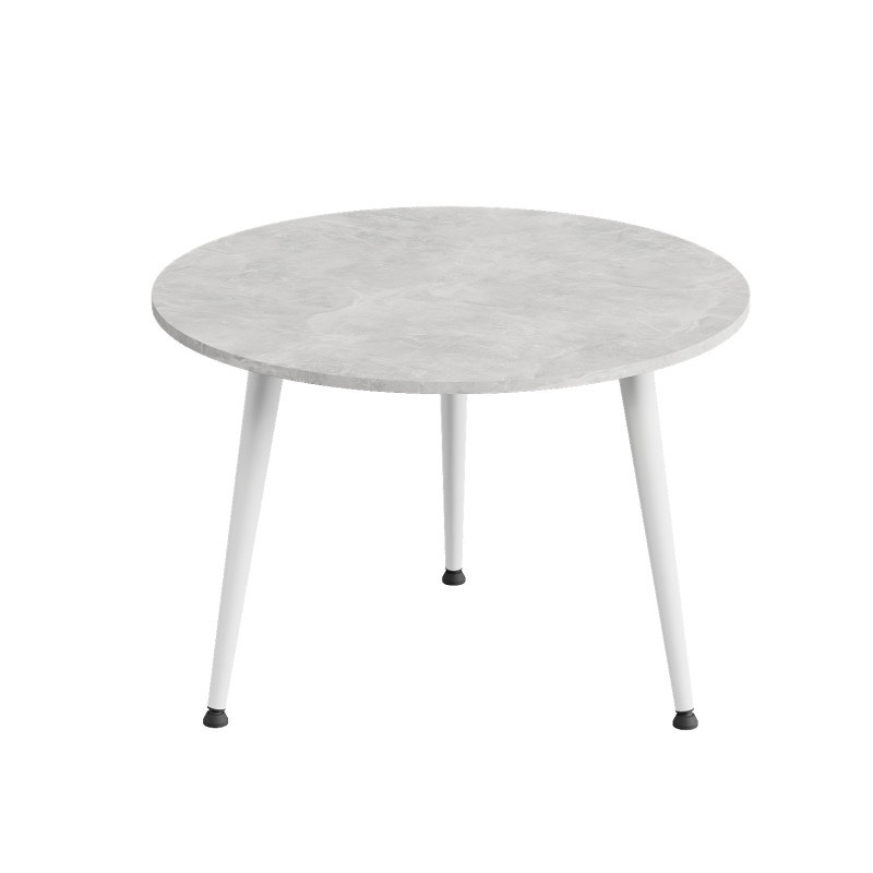 Стол журнальный круглый OPTIMA 1 ноги на конус Ferrum-decor 450x670x670 Белый металл ДСП Бетон 16 мм (FRD-107471)