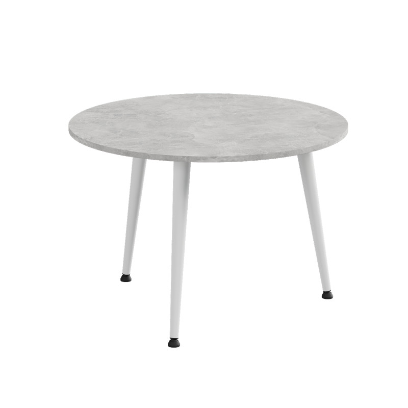 Стол журнальный круглый OPTIMA 1 ноги на конус Ferrum-decor 450x670x670 Белый металл ДСП Бетон 16 мм (FRD-107471)