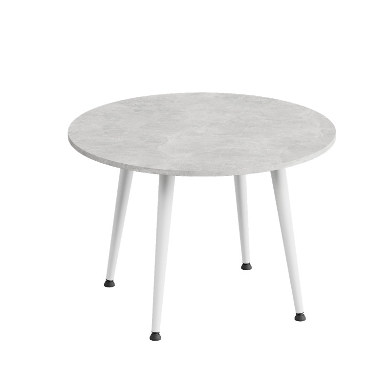 Стол журнальный круглый OPTIMA 2 ноги на конус Ferrum-decor 450x670x670 Белый металл ДСП Бетон 16 мм (FRD-107481)