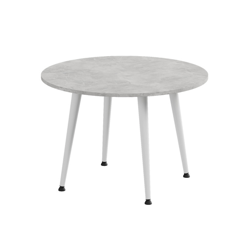 Стол журнальный круглый OPTIMA 2 ноги на конус Ferrum-decor 450x670x670 Белый металл ДСП Бетон 16 мм (FRD-107481)