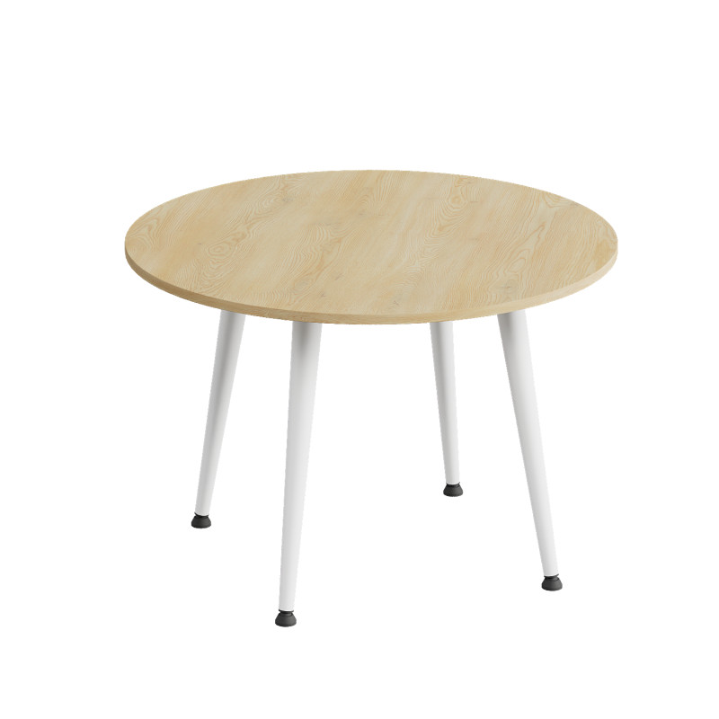 Стол журнальный круглый OPTIMA 2 ноги на конус Ferrum-decor 450x670x670 Белый металл ДСП Дуб Кремона Торро 16 мм (FRD-107551)