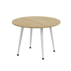 Стол журнальный круглый OPTIMA 2 ноги на конус Ferrum-decor 450x670x670 Белый металл ДСП Дуб Кремона Торро 16 мм (FRD-107551)