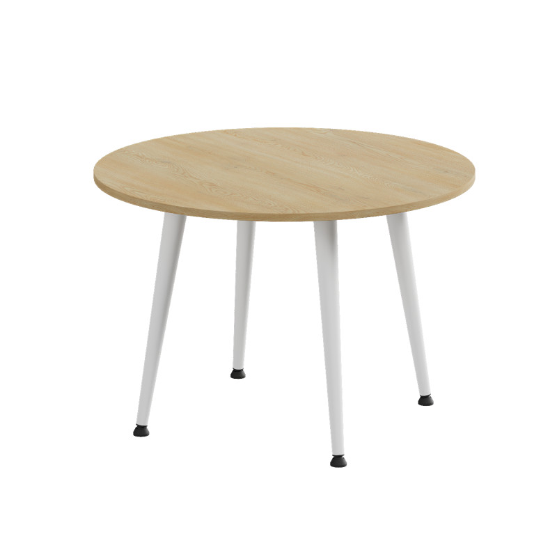 Стол журнальный круглый OPTIMA 2 ноги на конус Ferrum-decor 450x670x670 Белый металл ДСП Дуб Кремона Торро 16 мм (FRD-107551) - фото 