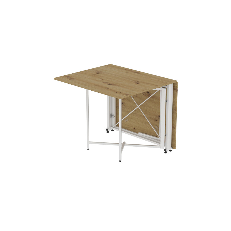 Стол обеденный трансформер книжка Орион Pro Ferrum-decor 75x152x90 Белый металл ДСП Дуб Артизан 16 мм (FRD-107411)