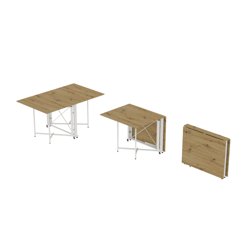 Стол обеденный трансформер книжка Орион Pro Ferrum-decor 75x152x90 Белый металл ДСП Дуб Артизан 16 мм (FRD-107411)