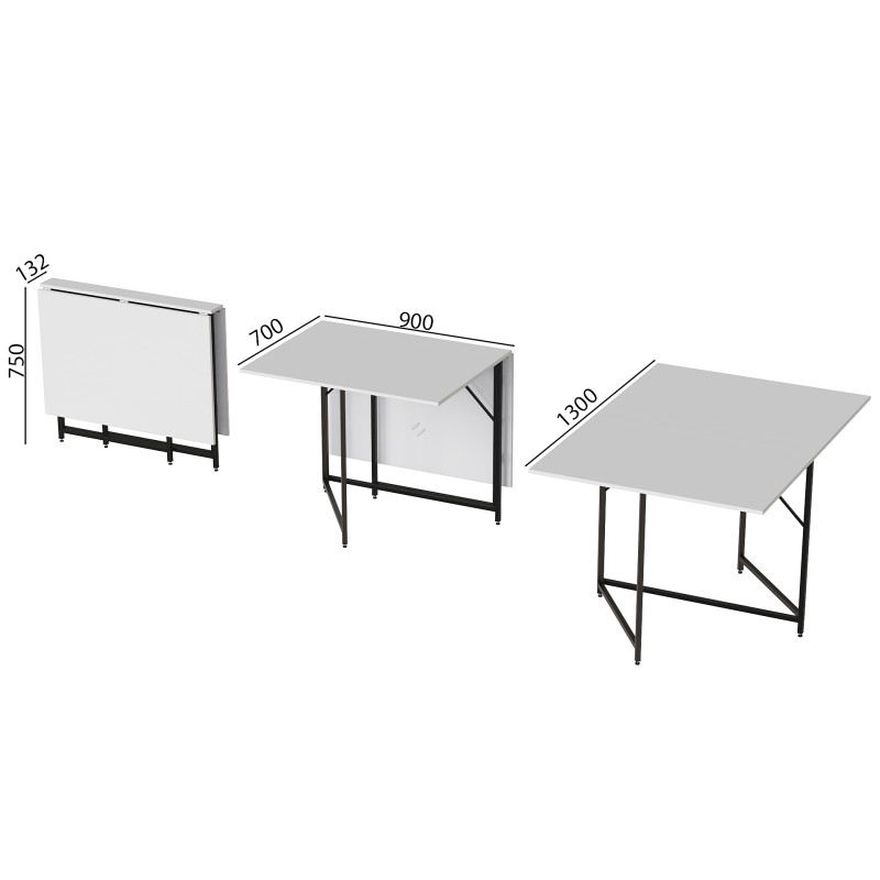 Стол трансформер книжка Вуди Ferrum-decor 75x130x90 Черный металл ДСП (FRD-107341)