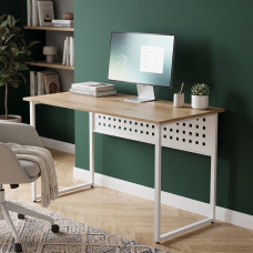 Стол письменный Майк Ferrum-decor 75x140x70 Белый металл ДСП Дуб Евок Прибрежный 16 мм (FRD-108256)