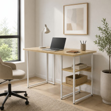 Стол письменный Кевин Ferrum-decor 75x100x60 Белый металл ДСП Дуб Кремона Торро 32 мм (FRD-108157)