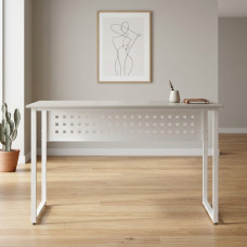 Стол письменный Майк Ferrum-decor 75x140x70 Белый металл ДСП Кашемир 16 мм (FRD-108328)