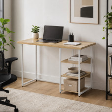 Стол письменный Кевин Ferrum-decor 75x140x60 Белый металл ДСП Дуб Кремона Торро 32 мм (FRD-108169)