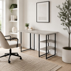 Стол письменный Кевин Ferrum-decor 75x140x70 Черный металл ДСП Кашемир 32 мм (FRD-108150)