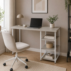Стол письменный Кевин Ferrum-decor 75x140x70 Белый металл ДСП Кашемир 32 мм (FRD-108151)