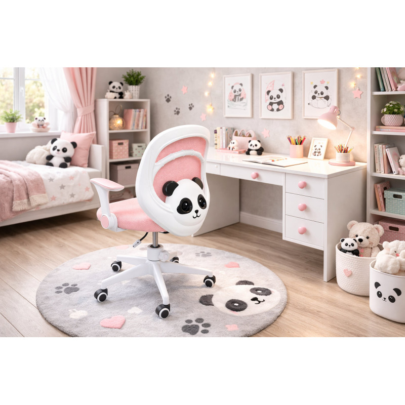 Крісло обертове дитяче з підставкою для ніг PERFECT KIDS PANDA PINK Perfect Home Рожевий (PFH-092111)