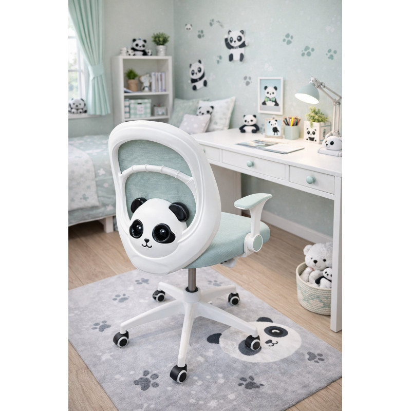 Крісло обертове дитяче з підставкою для ніг PERFECT KIDS PANDA GREEN Perfect Home Зелений (PFH-092112)