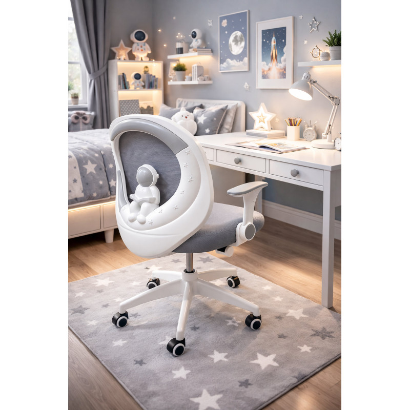 Крісло обертове дитяче з підставкою для ніг PERFECT KIDS ASTRONAUT GRAY Perfect Home Сірий (PFH-092113)