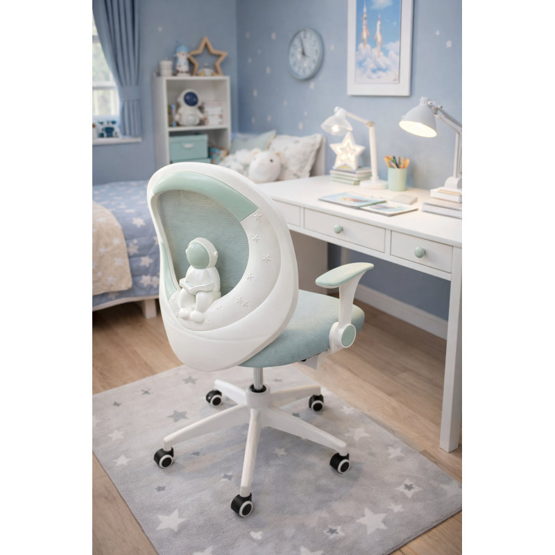 Крісло обертове дитяче з підставкою для ніг PERFECT KIDS ASTRONAUT GREEN Perfect Home Зелений (PFH-092114)