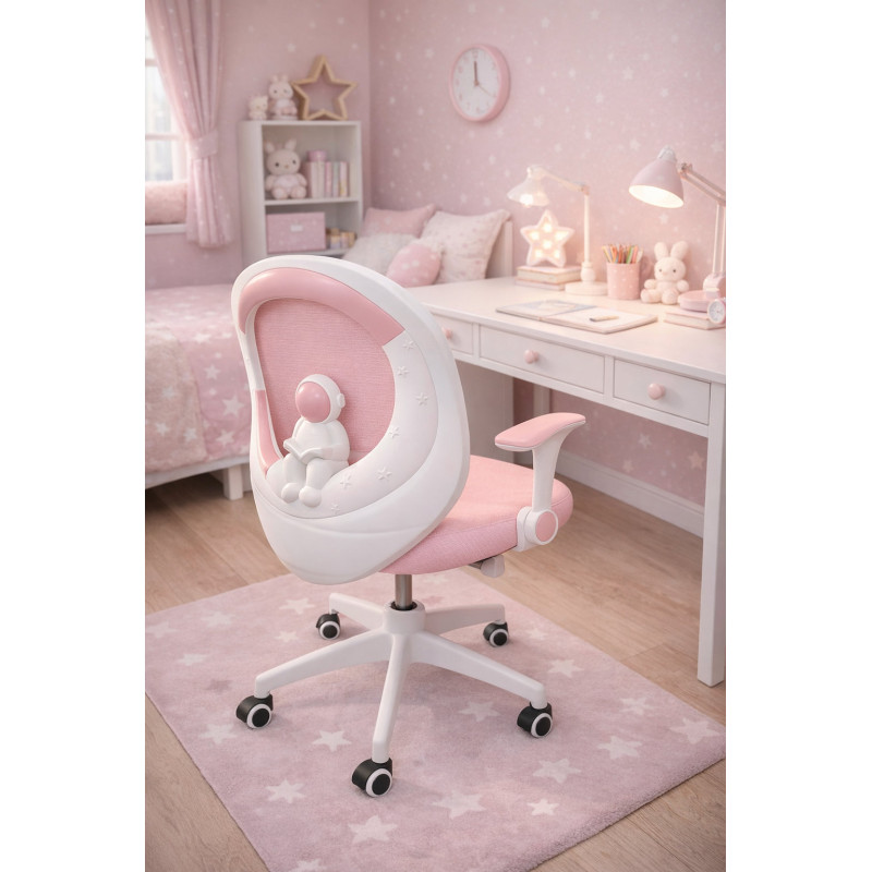 Крісло обертове дитяче з підставкою для ніг PERFECT KIDS ASTRONAUT PINK Perfect Home Рожевий (PFH-092115)