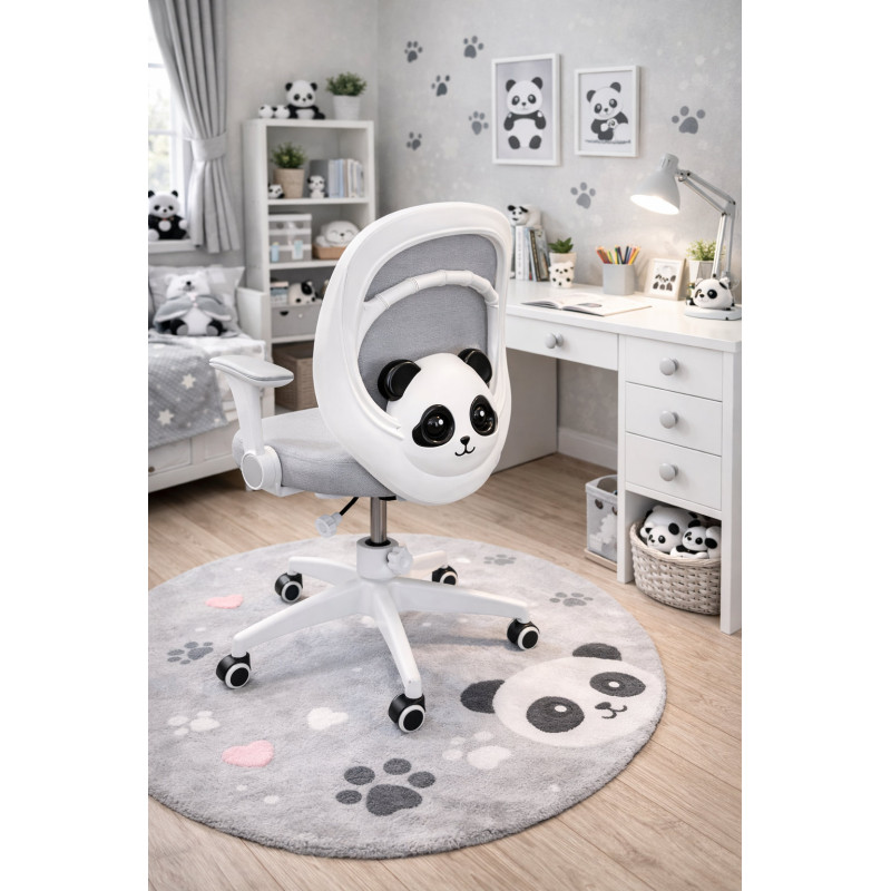 Крісло обертове дитяче з підставкою для ніг PERFECT KIDS PANDA GRAY Perfect Home Сірий (PFH-092110)