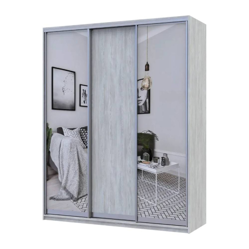 Шкаф купе Doros Сити Лайт Сосна Натти 1 ДСП / 2 зеркала 180х60х225 (DRS-011968)