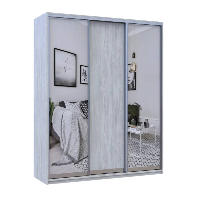 Шкаф купе Doros Сити Лайт Сосна Натти 1 ДСП / 2 зеркала 180х60х225 (DRS-011968)
