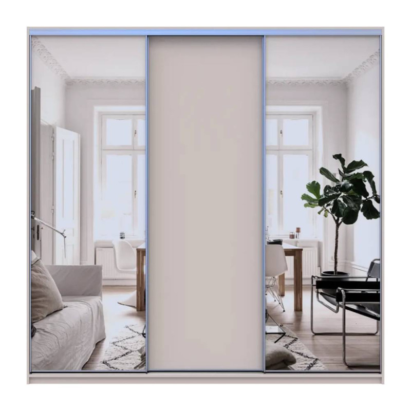 Шкаф купе Doros Сити Лайт Кашемир 1 ДСП / 2 зеркала 225х60х225 (DRS-011808)